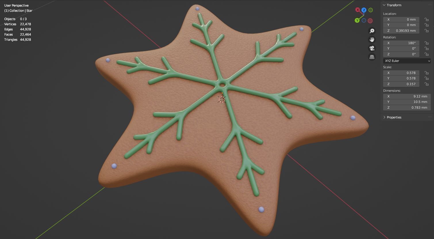 Gingerbread snowflake 3D model for 3D print set 3D print model_41