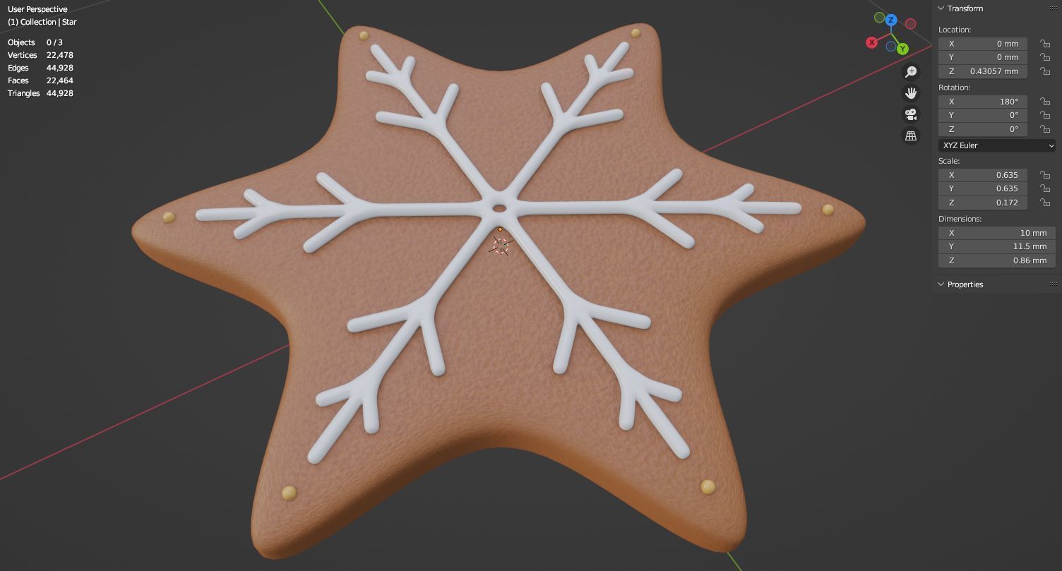 Gingerbread snowflake 3D model for 3D print set 3D print model_39
