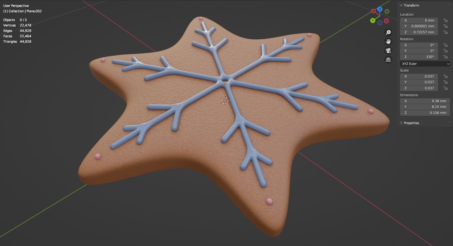 Gingerbread snowflake 3D model for 3D print set 3D print model_40