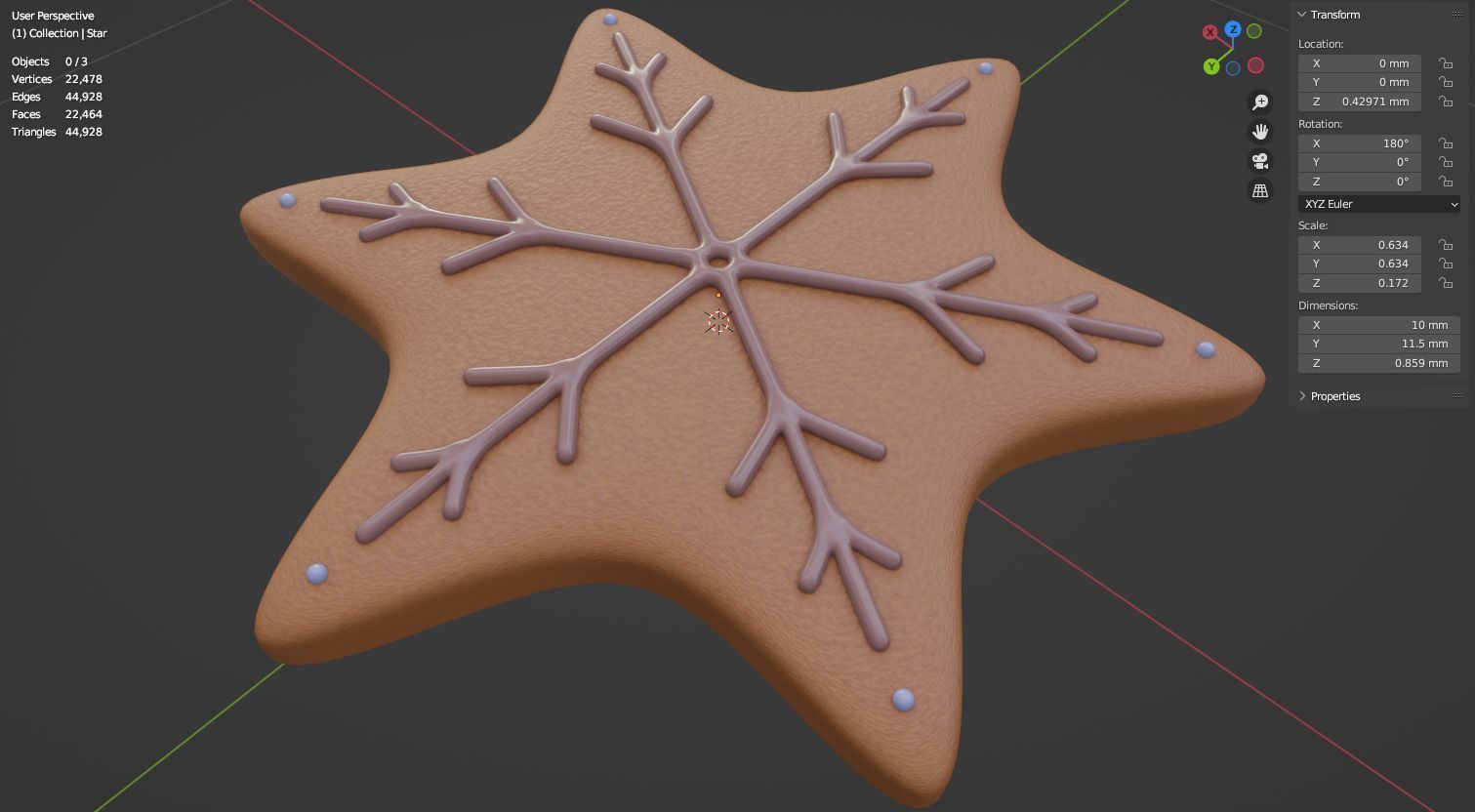 Gingerbread snowflake 3D model for 3D print set 3D print model_42