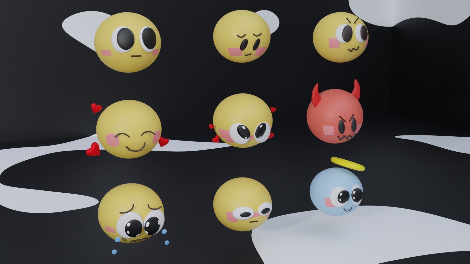 Emoji Pack Low-poly 3D model_1