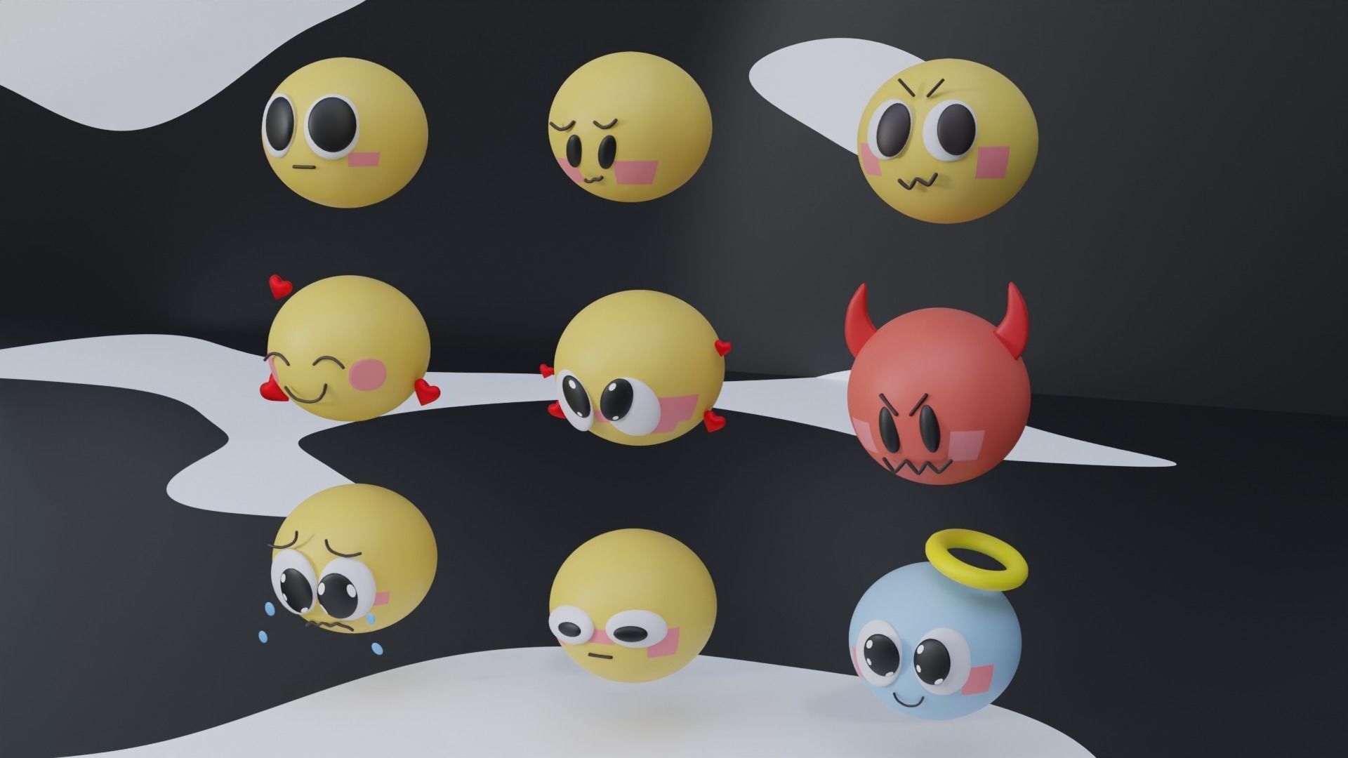 Emoji Pack Low-poly 3D model_2