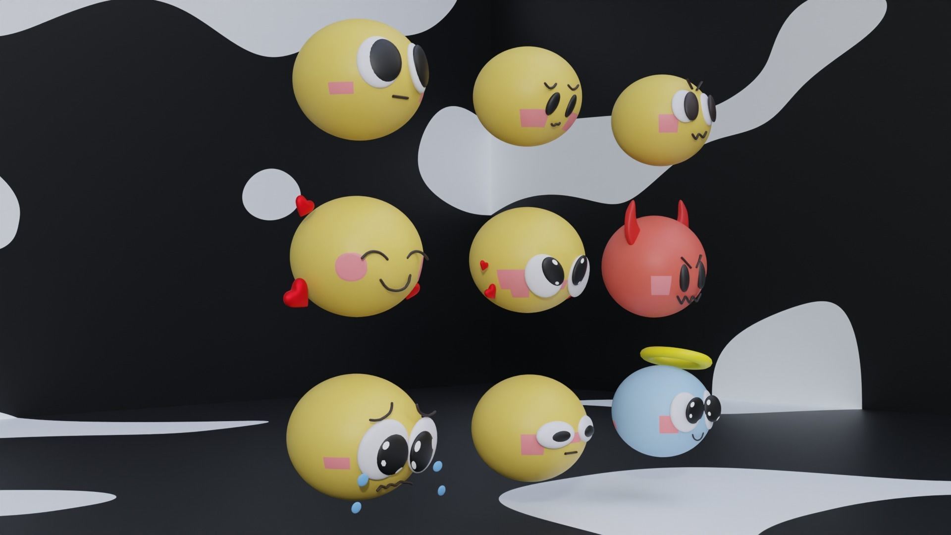 Emoji Pack Low-poly 3D model_3