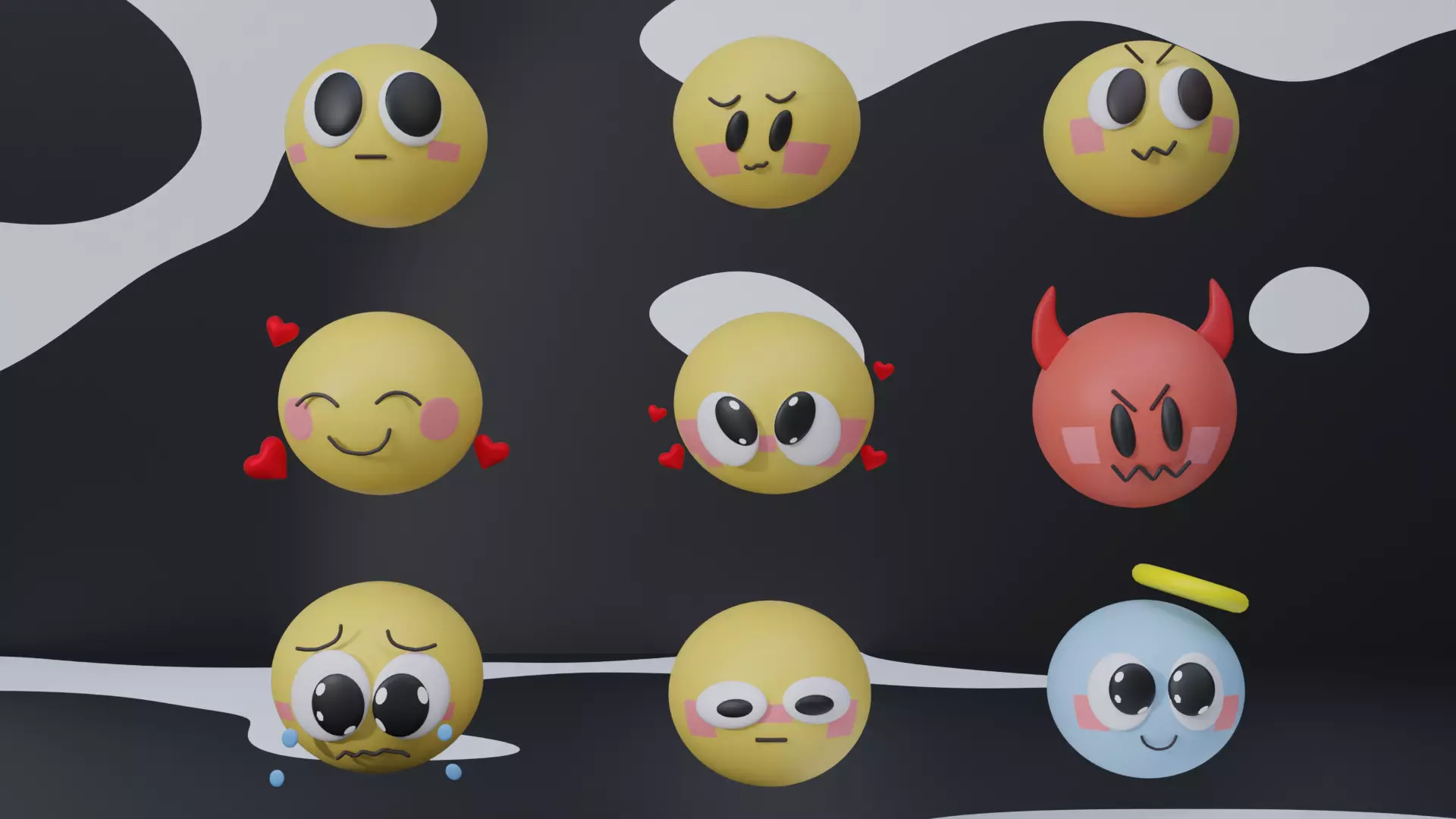 Emoji Pack Low-poly 3D model_0