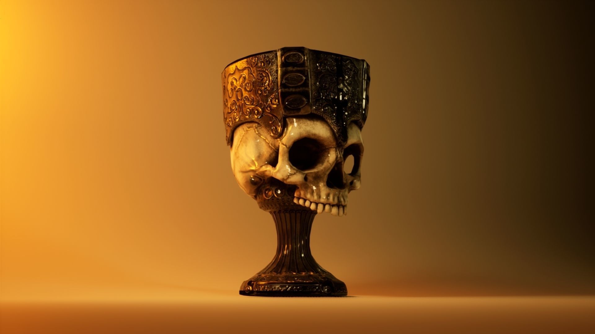 Antique Skull Goblet 3D model Low-poly 3D model_1