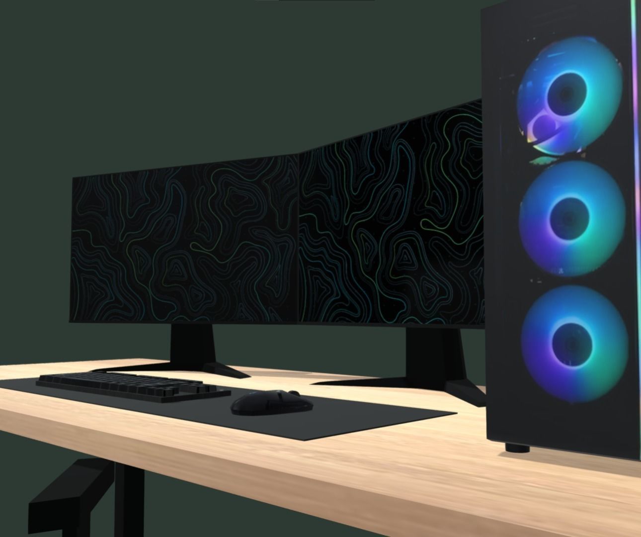 Gaming Setup Low-poly 3D model_7