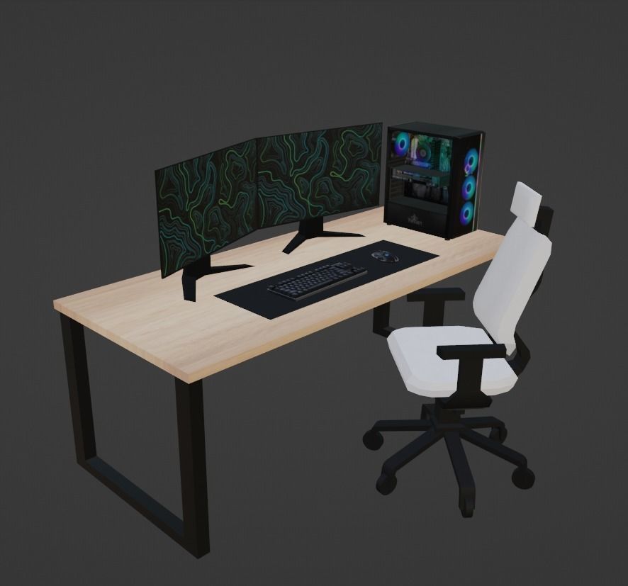 Gaming Setup Low-poly 3D model_11