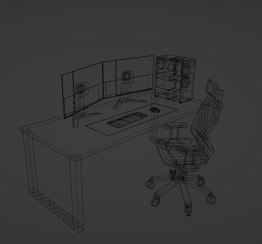 Gaming Setup Low-poly 3D model_9
