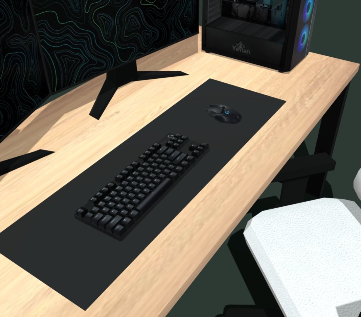 Gaming Setup Low-poly 3D model_5