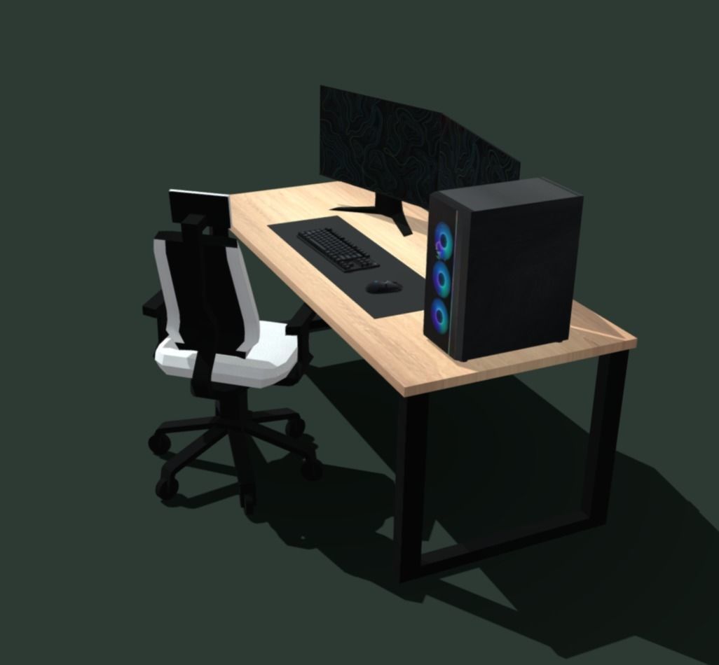 Gaming Setup Low-poly 3D model_4