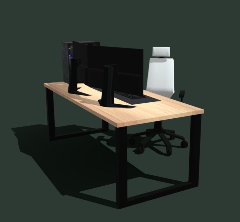 Gaming Setup Low-poly 3D model_2