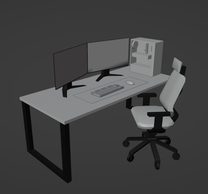 Gaming Setup Low-poly 3D model_10