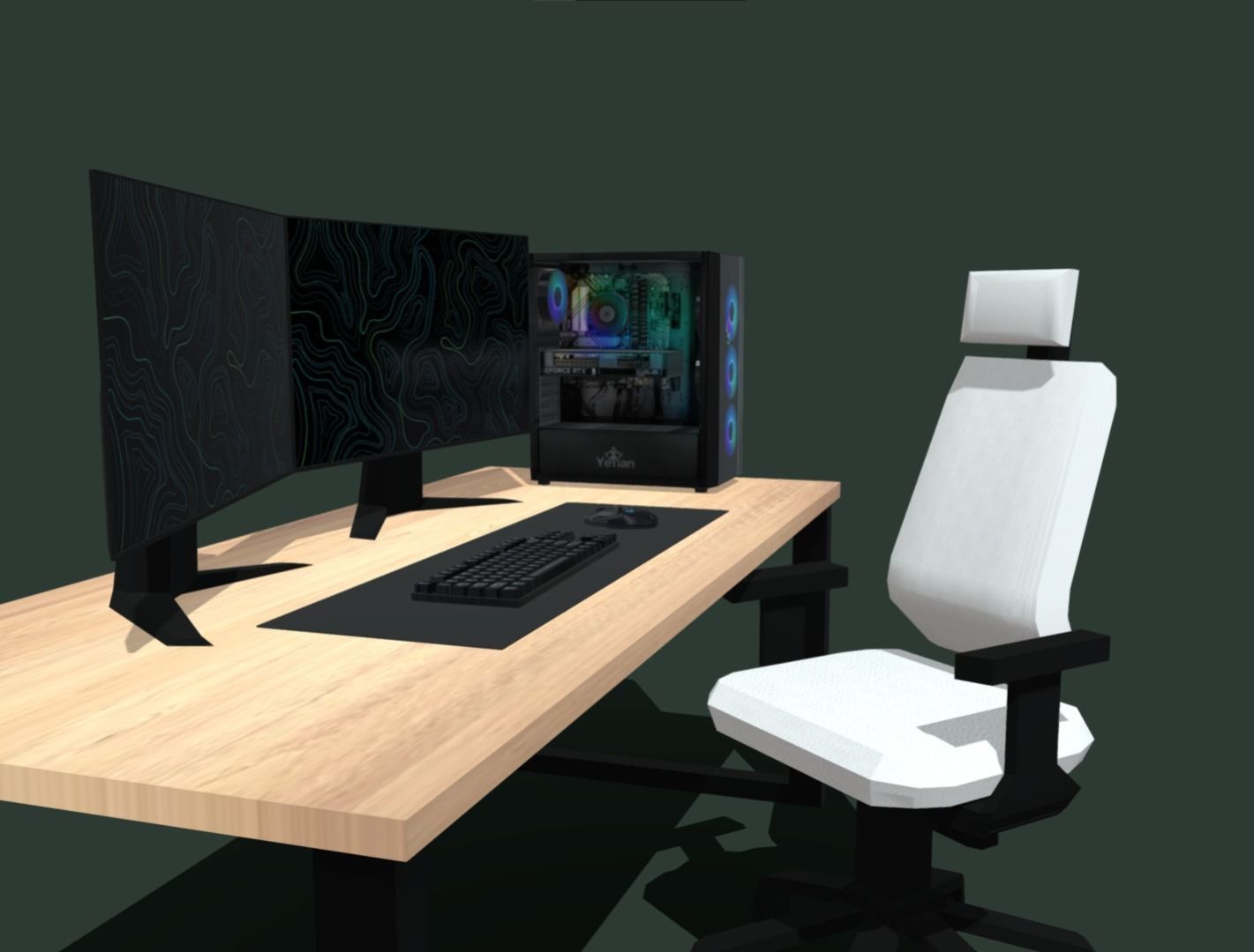 Gaming Setup Low-poly 3D model_8