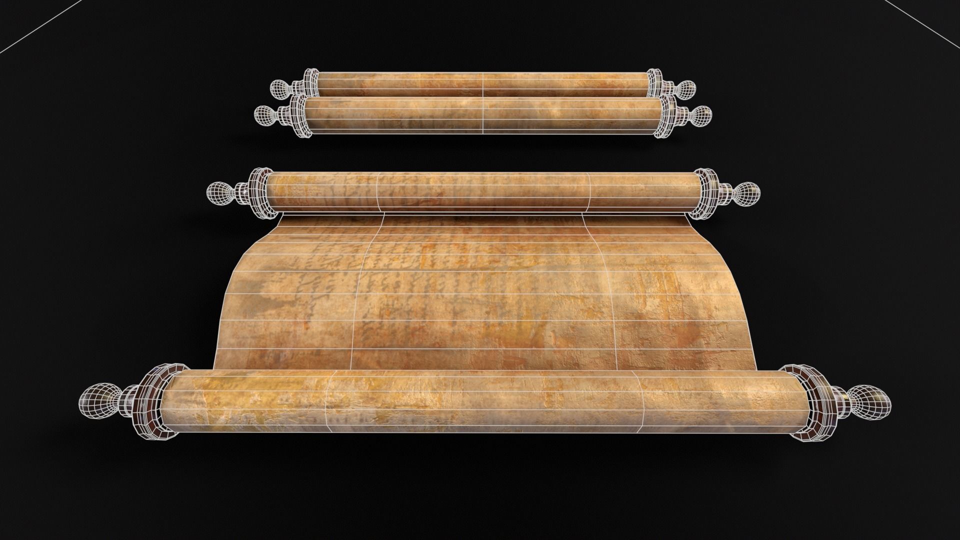 Old Medieval Scrolls Low-poly 3D model_9