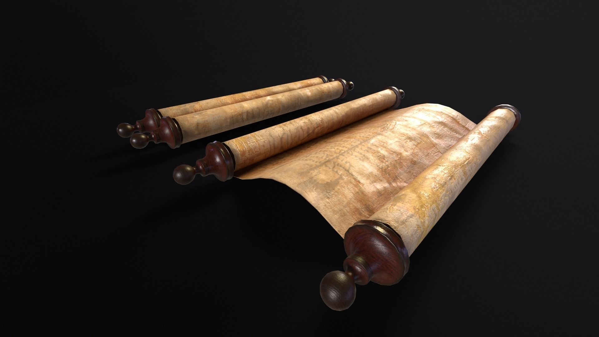 Old Medieval Scrolls Low-poly 3D model_10