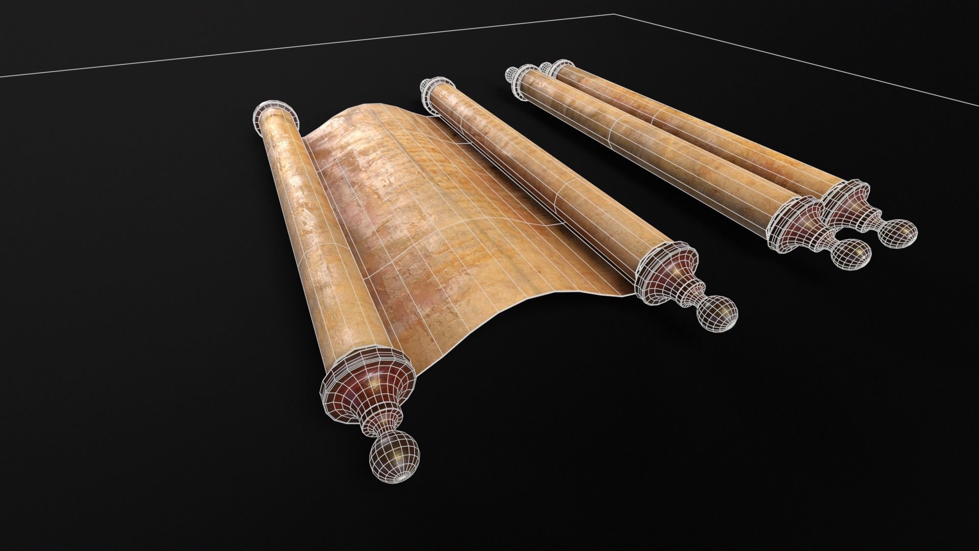 Old Medieval Scrolls Low-poly 3D model_5