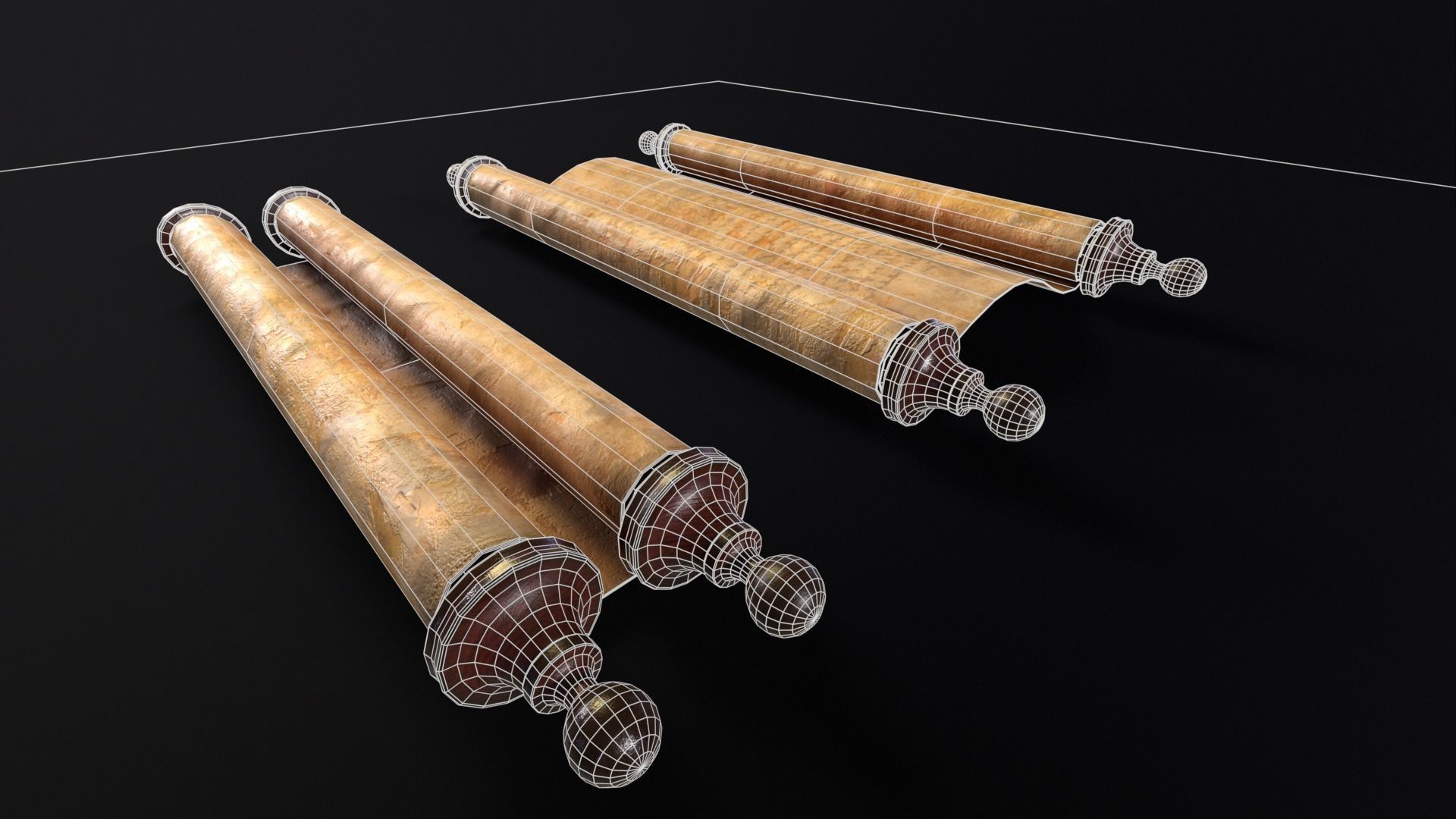 Old Medieval Scrolls Low-poly 3D model_17