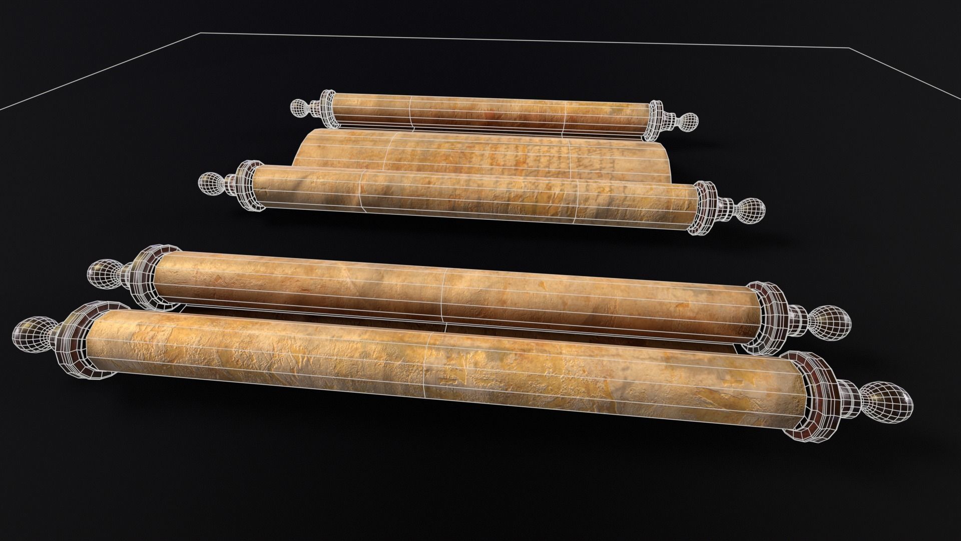 Old Medieval Scrolls Low-poly 3D model_19