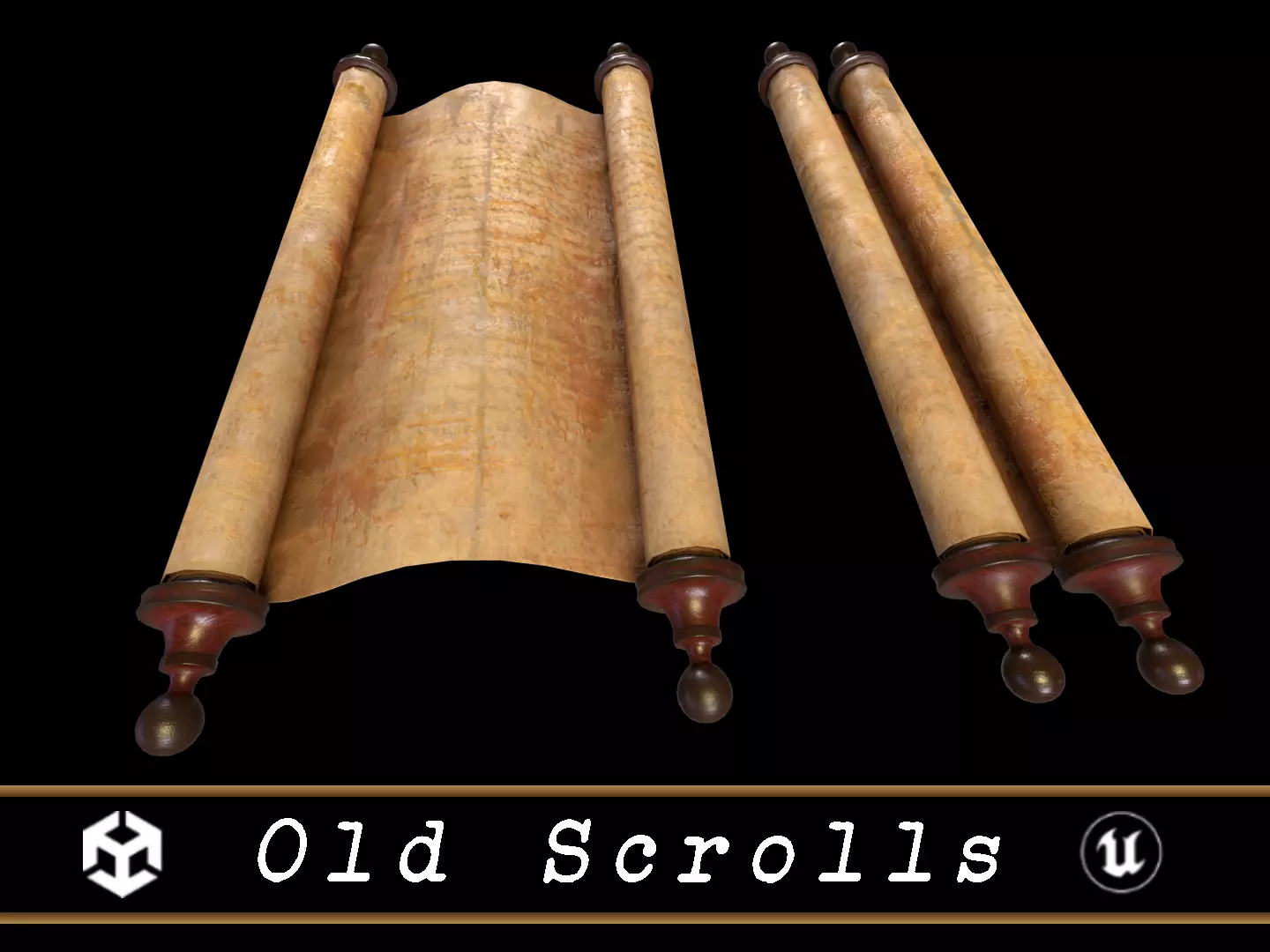 Old Medieval Scrolls Low-poly 3D model_0