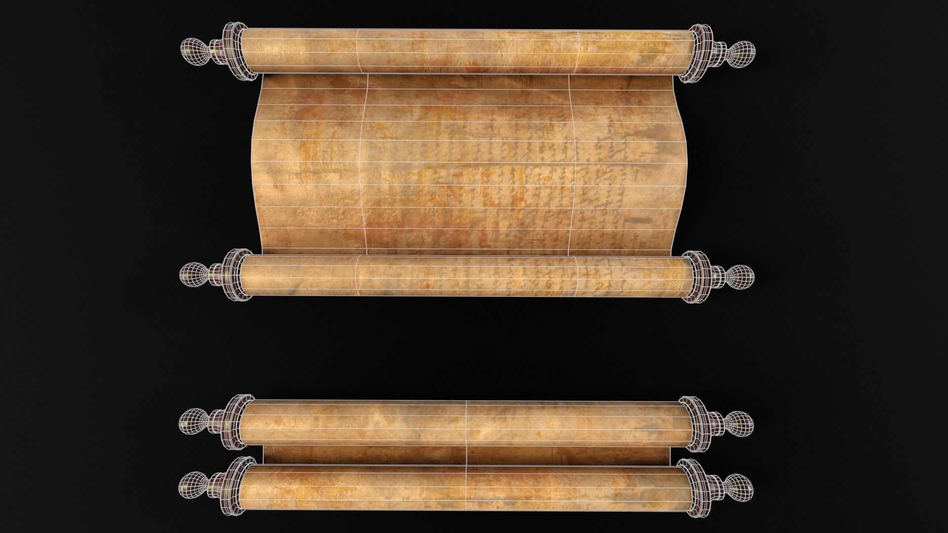 Old Medieval Scrolls Low-poly 3D model_21