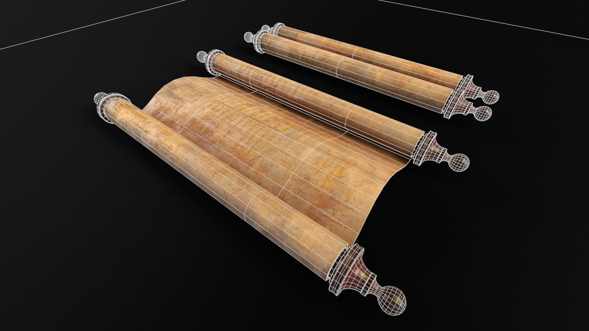 Old Medieval Scrolls Low-poly 3D model_7