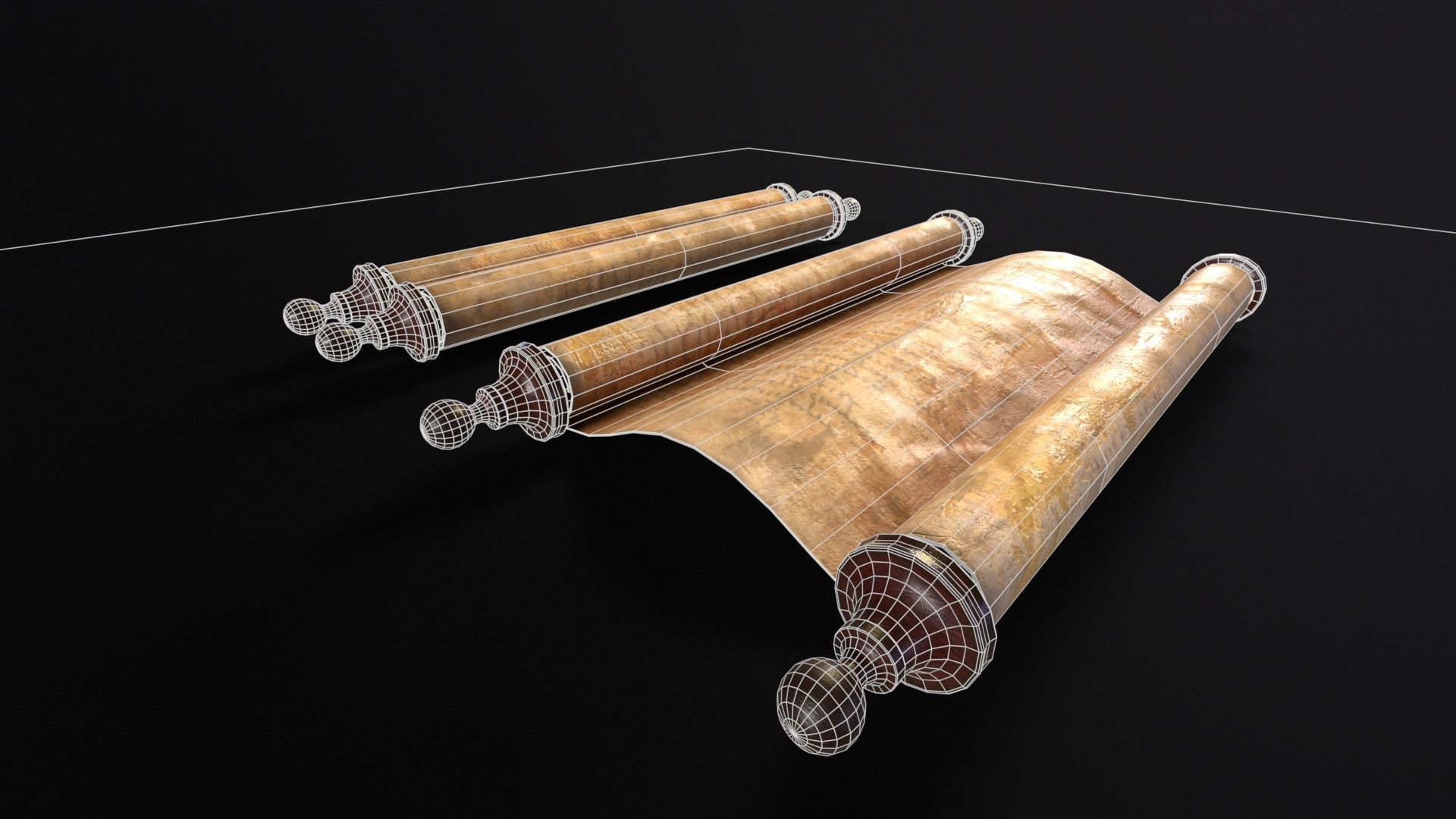 Old Medieval Scrolls Low-poly 3D model_11