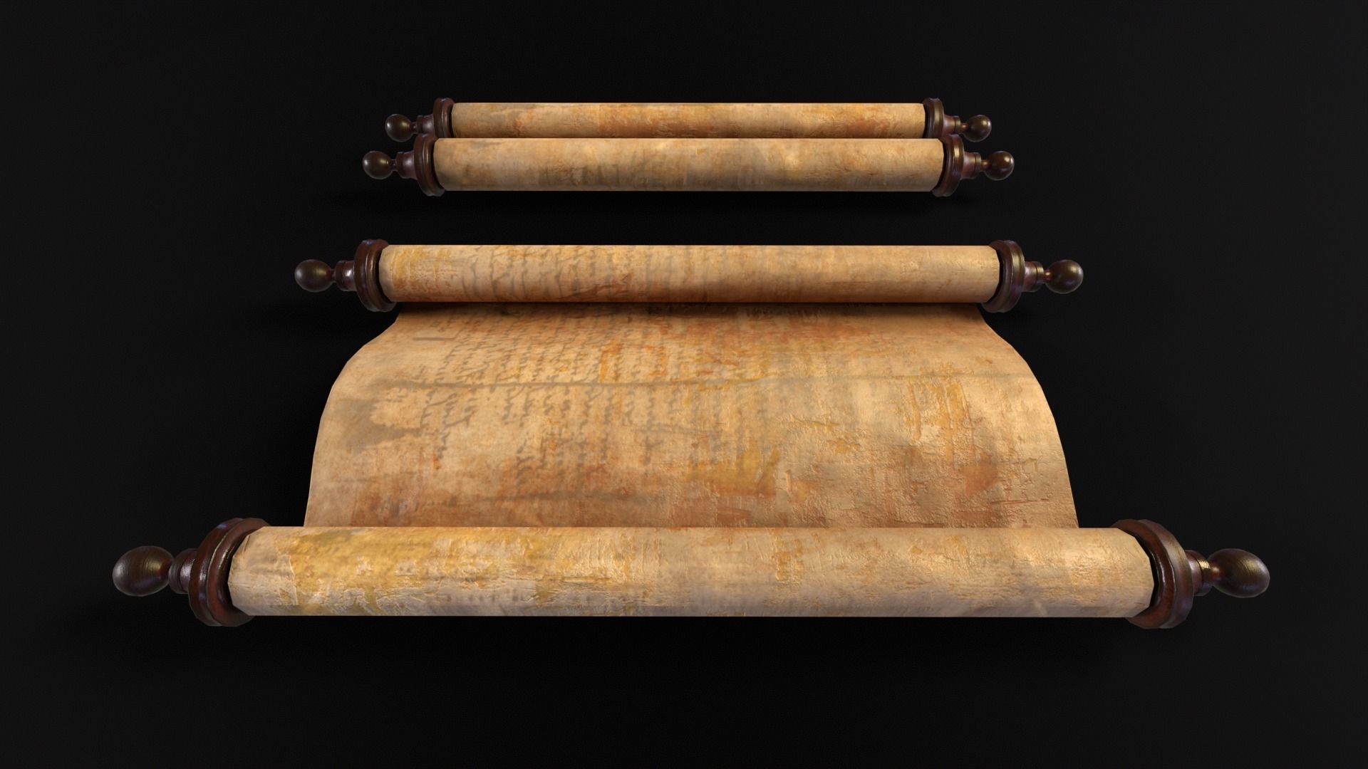 Old Medieval Scrolls Low-poly 3D model_8