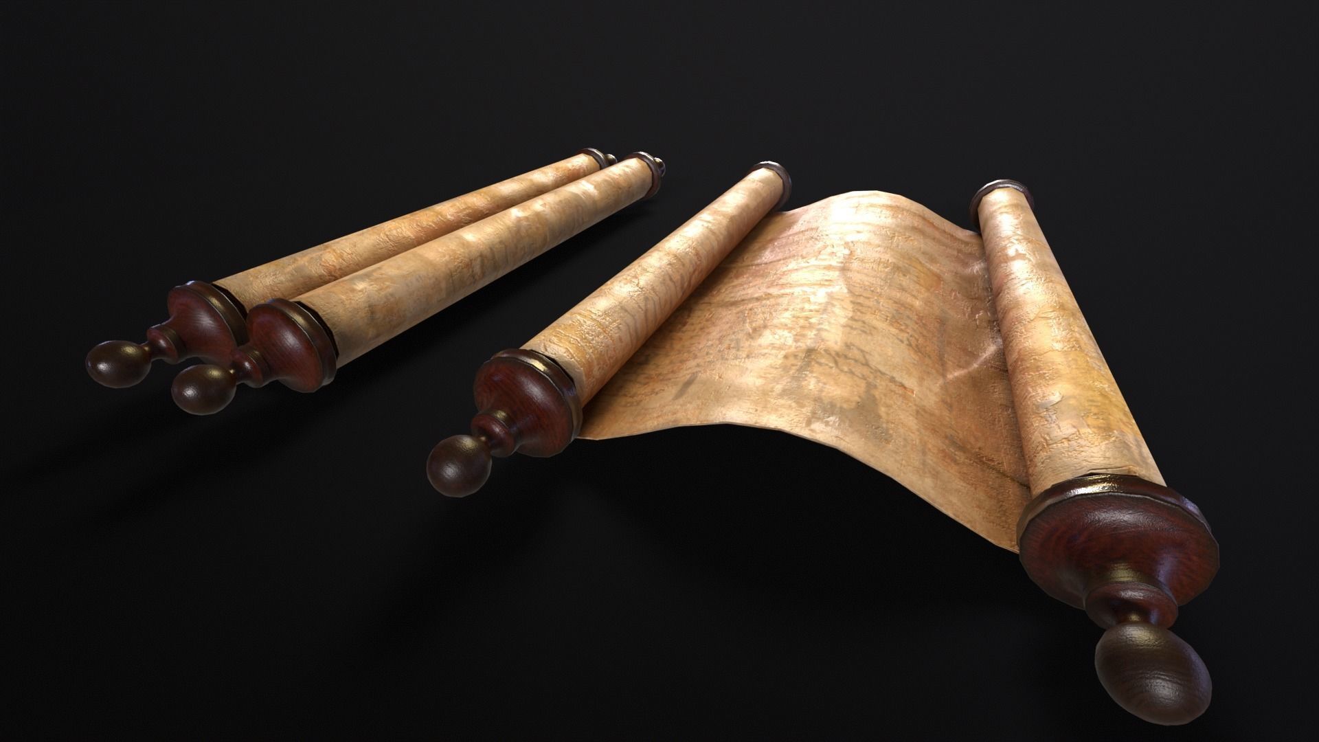 Old Medieval Scrolls Low-poly 3D model_12