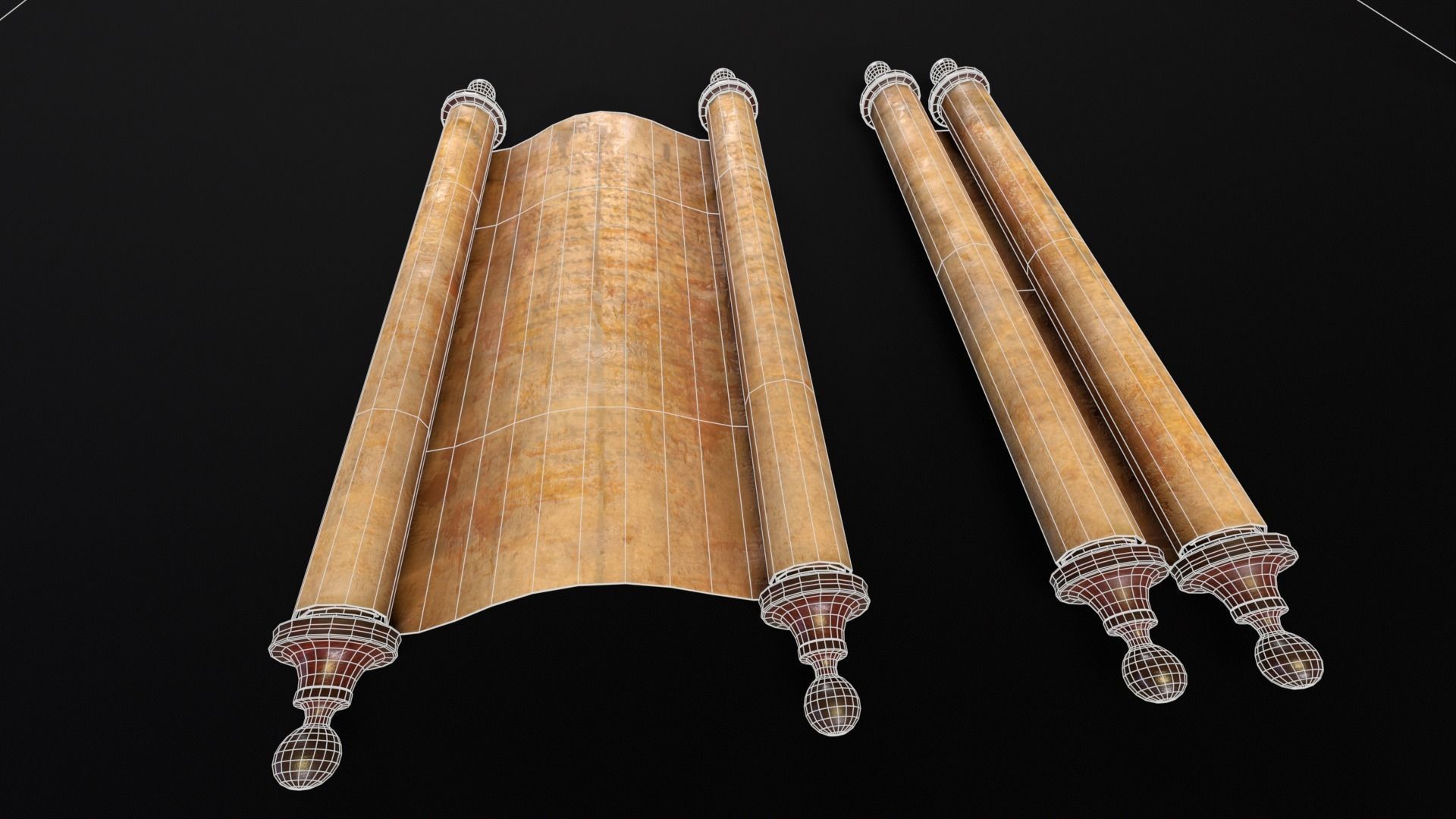Old Medieval Scrolls Low-poly 3D model_3