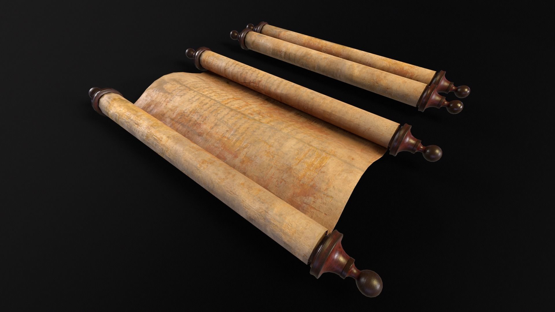 Old Medieval Scrolls Low-poly 3D model_6