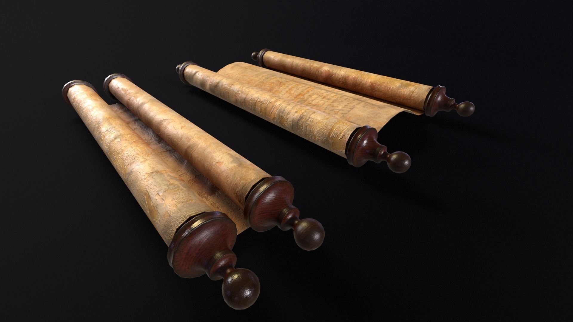 Old Medieval Scrolls Low-poly 3D model_16