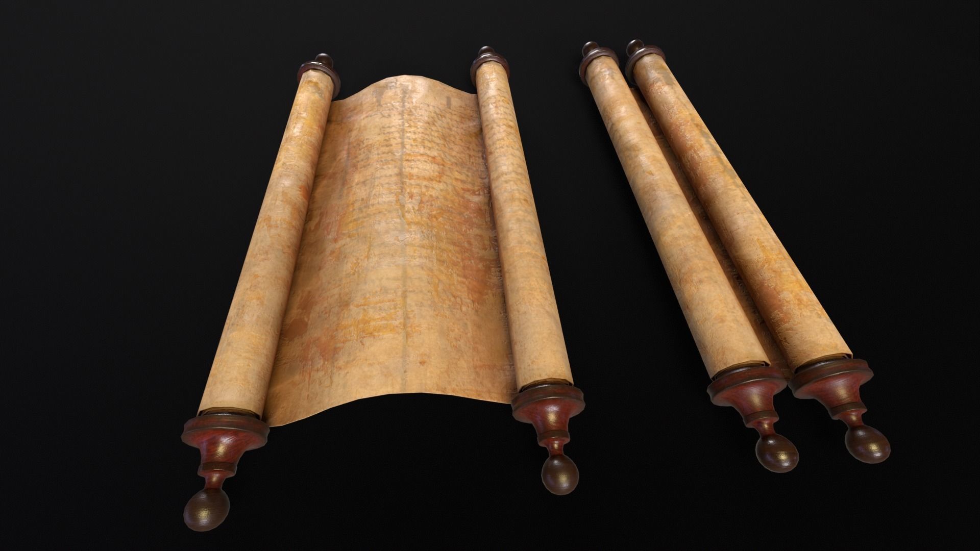 Old Medieval Scrolls Low-poly 3D model_2