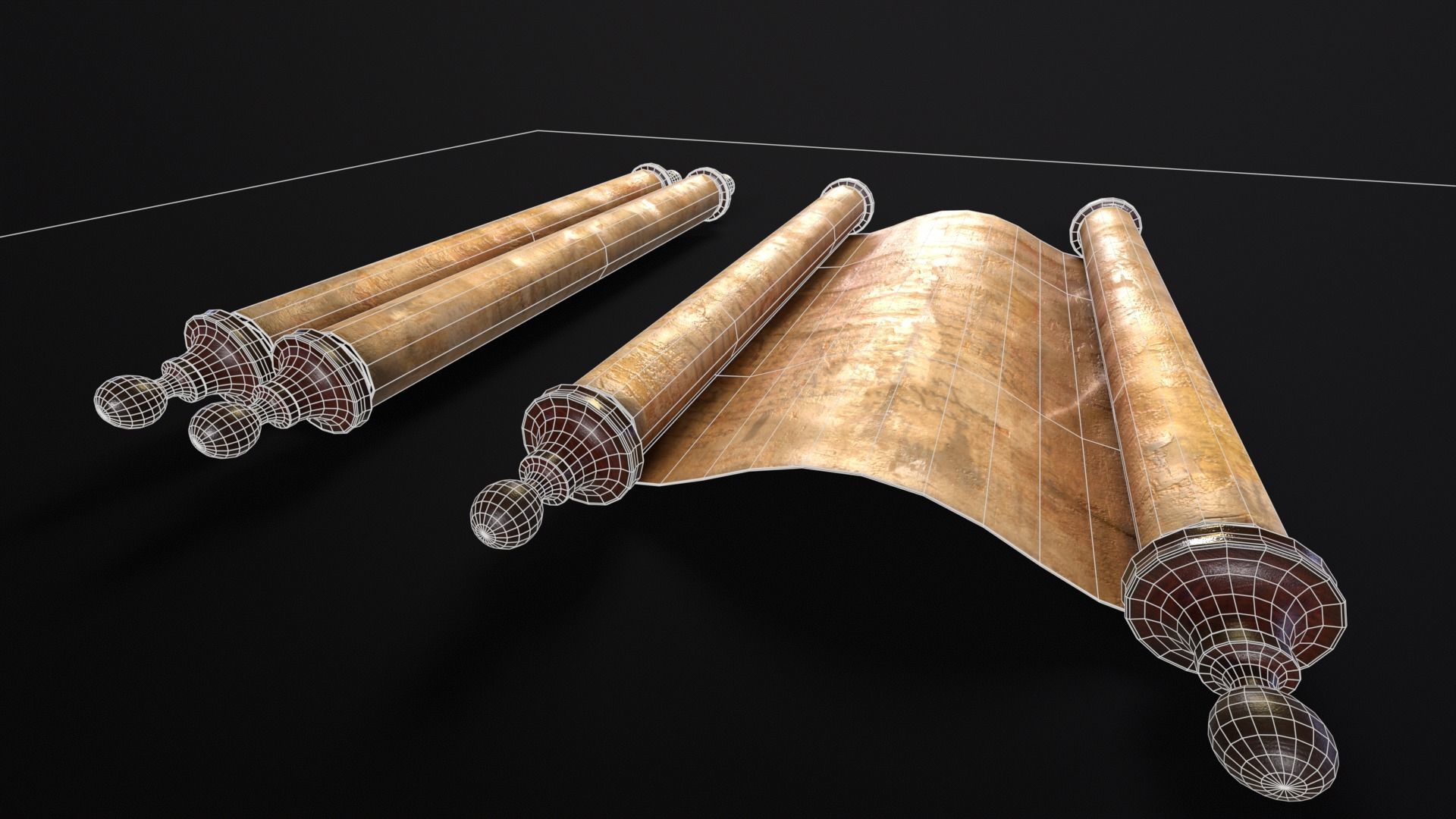 Old Medieval Scrolls Low-poly 3D model_13