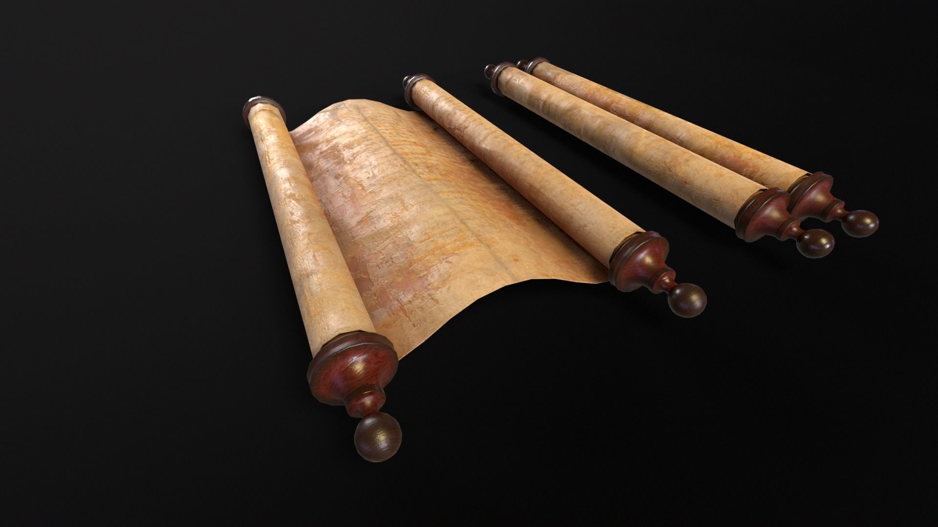 Old Medieval Scrolls Low-poly 3D model_4