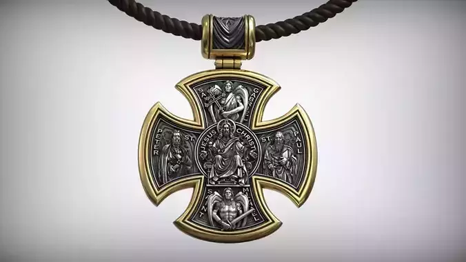Jesus Christ Saints and Angels Christian Gothic Cross 3D print model