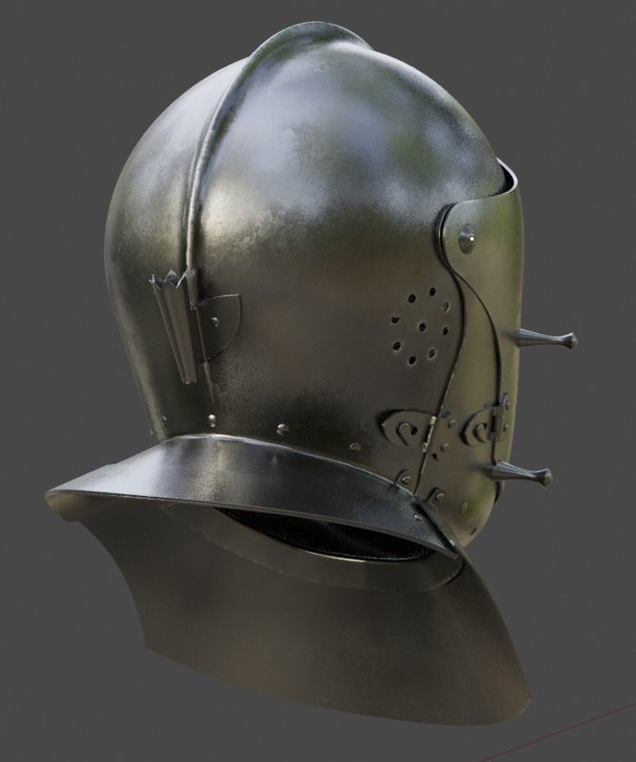 Armet Close Helmet 3D model_4