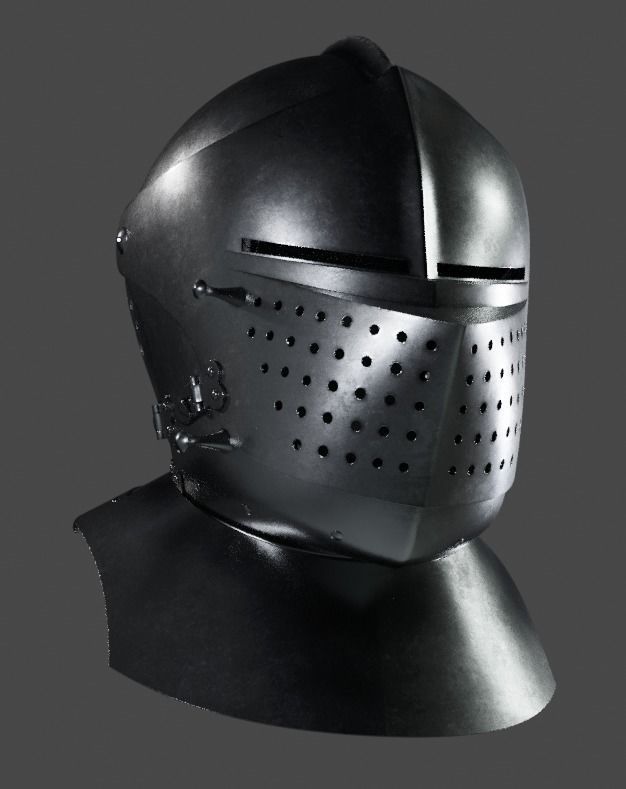 Armet Close Helmet 3D model_3