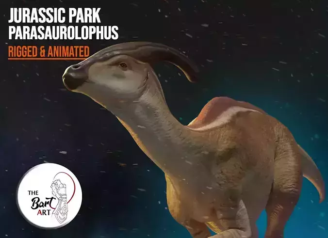 Jurassic Park Parasaurolophus Blender Low-poly 3D model