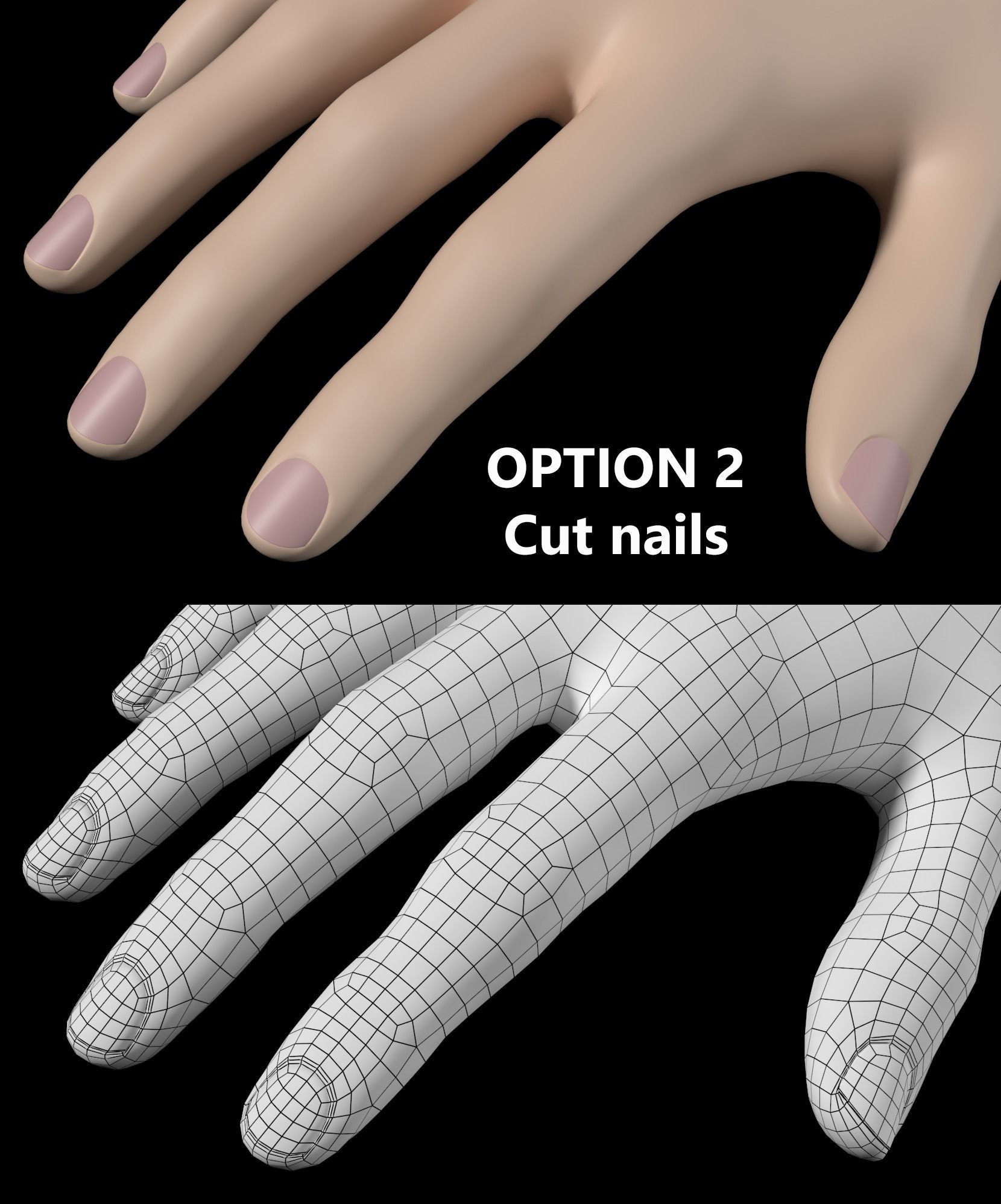 Female Hands Gesture 01 Base Mesh 3D model_20
