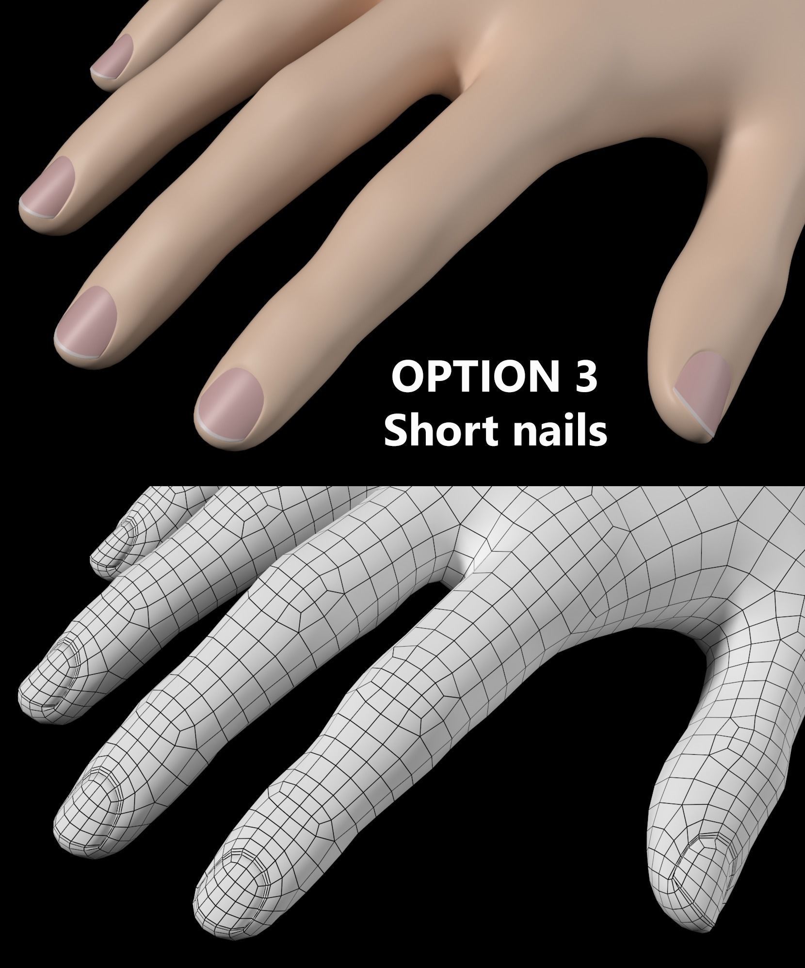 Female Hands Gesture 01 Base Mesh 3D model_21