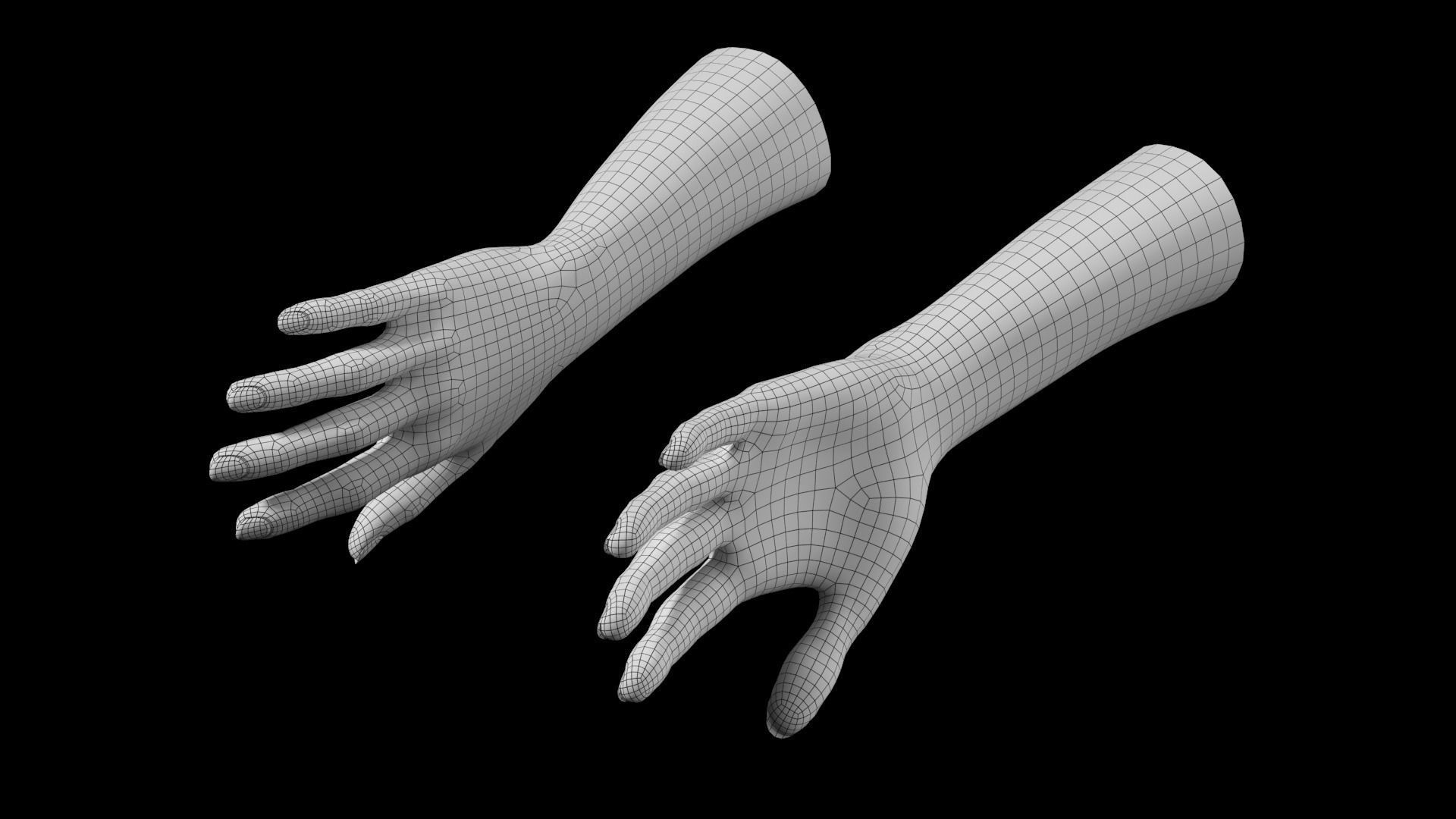 Female Hands Gesture 01 Base Mesh 3D model_15