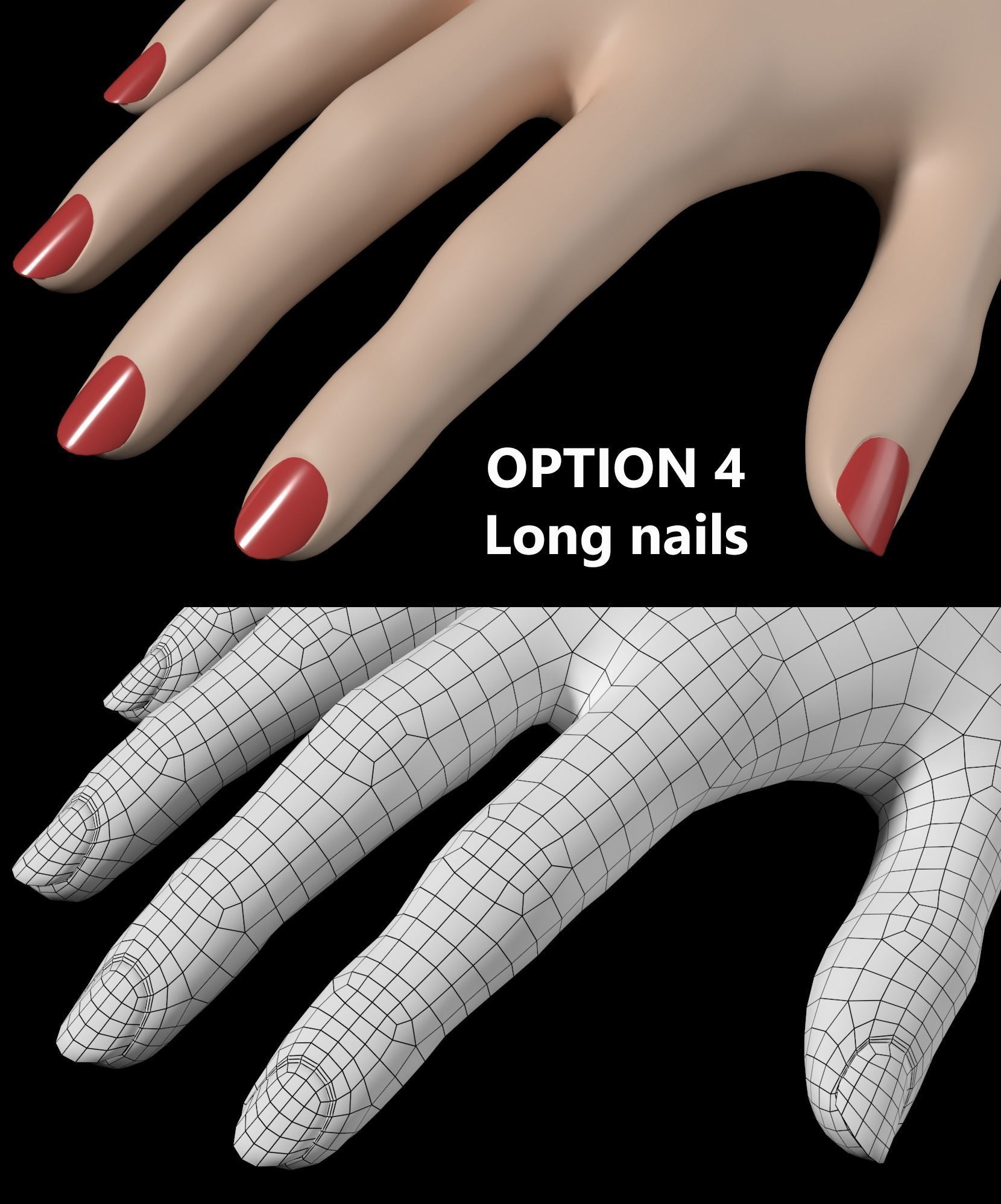 Female Hands Gesture 01 Base Mesh 3D model_22