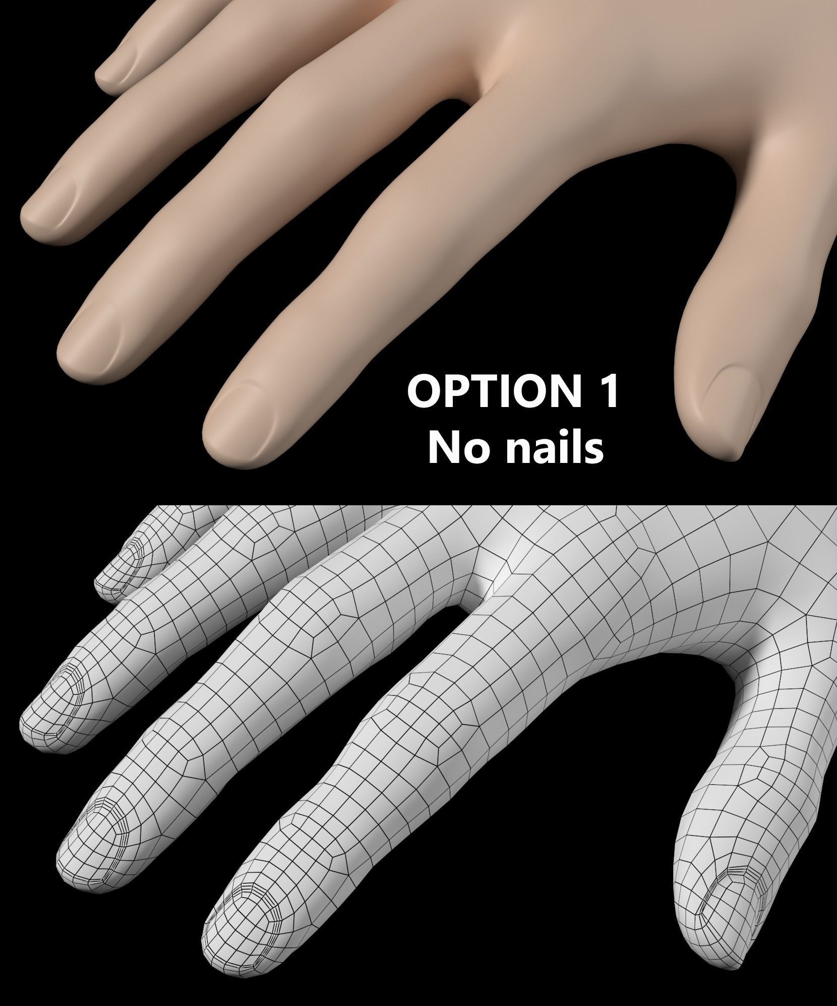 Female Hands Gesture 01 Base Mesh 3D model_19