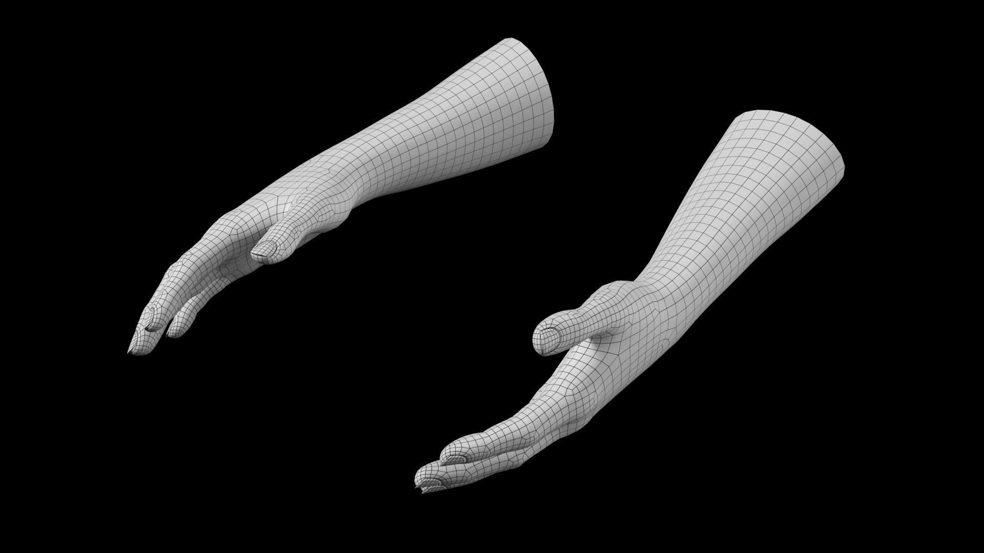 Female Hands Gesture 01 Base Mesh 3D model_12