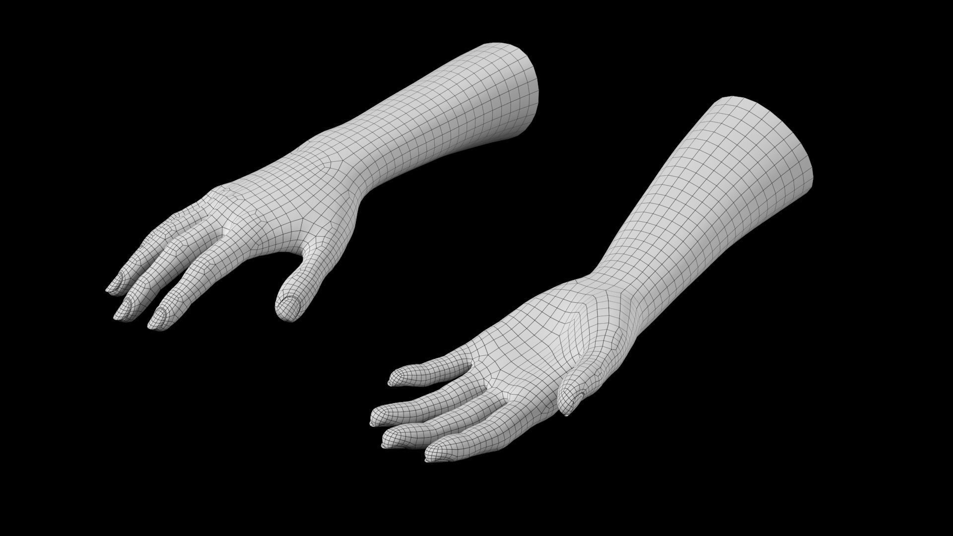 Female Hands Gesture 01 Base Mesh 3D model_13