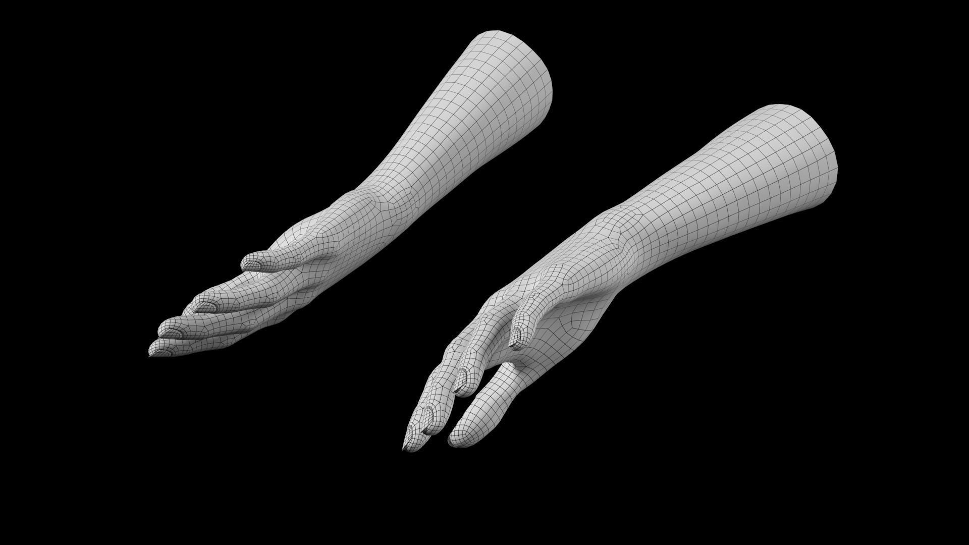 Female Hands Gesture 01 Base Mesh 3D model_16