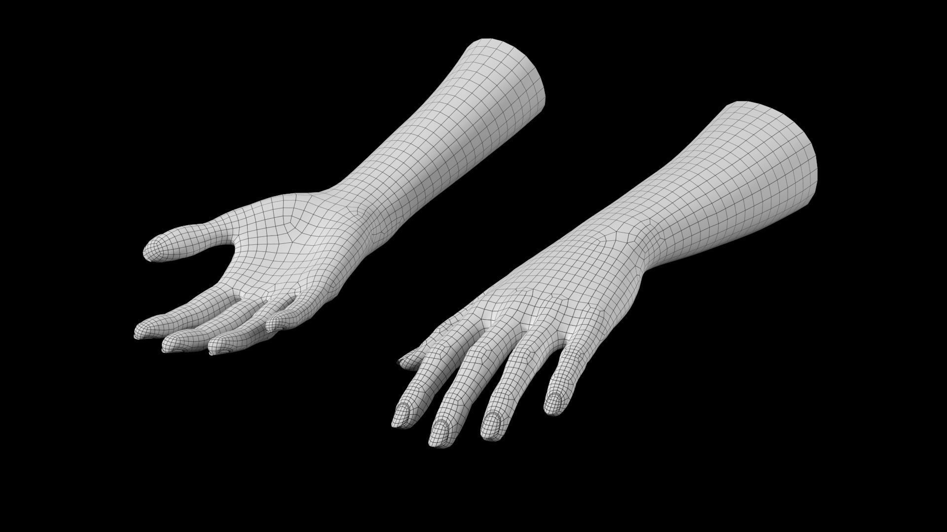 Female Hands Gesture 01 Base Mesh 3D model_17