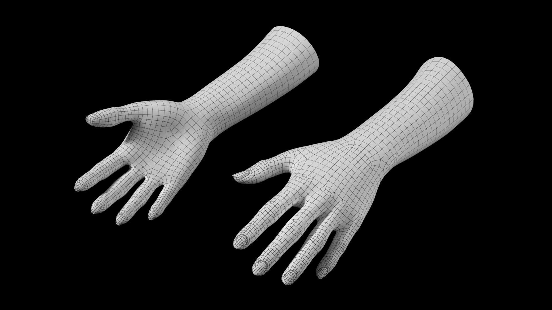 Female Hands Gesture 01 Base Mesh 3D model_18