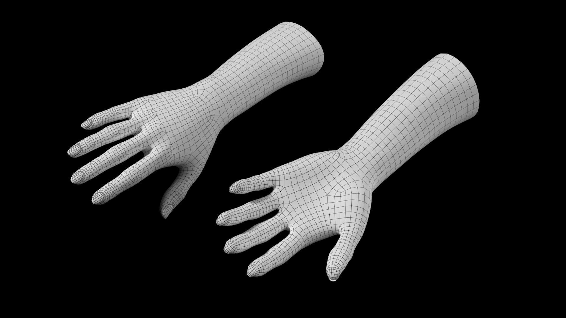 Female Hands Gesture 01 Base Mesh 3D model_14