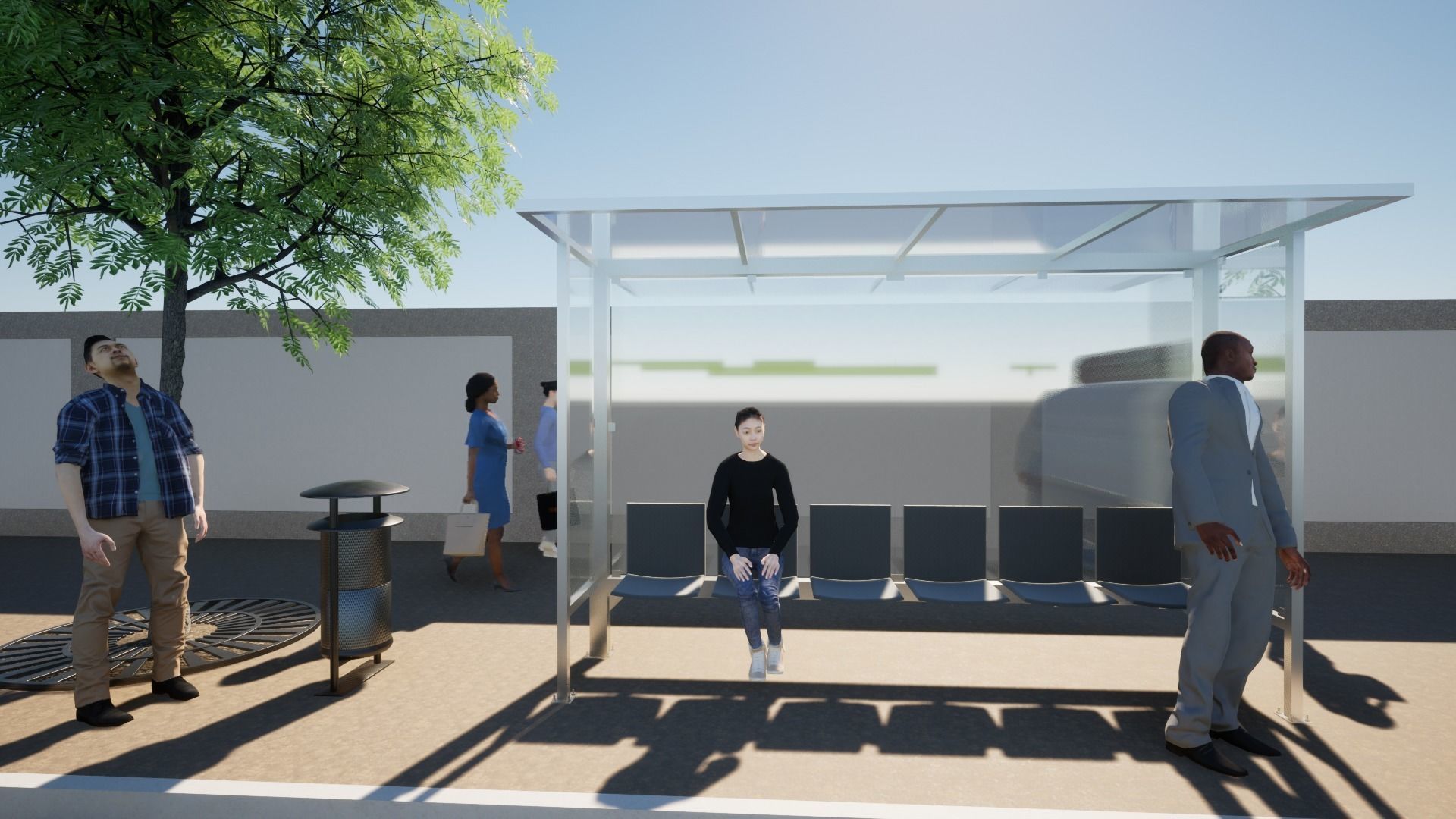 Bus Stop - Bus Station 01 3D model_11